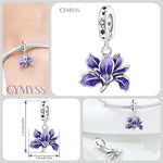 925 Sterling Silver Blooming Iris Flower Charm Bead