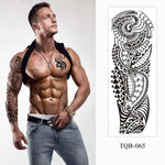 Men's Temporary Tattoos Large Arm Sleeve Tattoo Sticker Dragon Tiger Fish Full Skull Totem Wolf Waterproof Fake Tatoo for Women