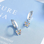 925 Sterling Silver Butterfly Zircon Stud Earrings for Women