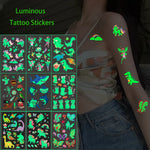 5 Sheets Luminous Tattoo Stickers Temporary Colorful Animal Dinosaur Tattoo Cute Tattoo Stickers Body Tattoo