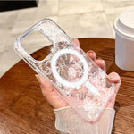 Romantic White Lace Flower Pattern Magnetic Phone Case For Samsung Galaxy S25 Ultra S24 S23 S22 Plus S21 FE Hard Clear Cover