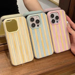 Stylish Yellow Striped Phone Case For iPhone 17 16 E 15 14 13 12 11 Pro XR x Max 7 8 Plus 17 Air Minimalist 2 in 1 Back Cover