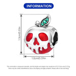 925 Sterling Silver Red Resin Skull Apple Charm Bead