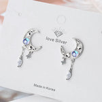 Sterling Silver Moon Tassel Stud Earrings for Women - Gift