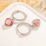 Sterling Silver Pink Heart Stud Earrings for Women - Elegant Gift