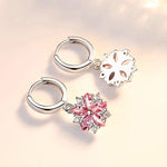 925 Sterling Silver Pink Petal Zircon Stud Earrings for Women
