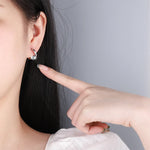 Sterling Silver Gold Crystal Stud Earrings for Women - Wedding