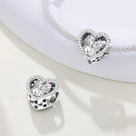 925 Sterling Silver Mother Daughter Embrace Heart Charm Bead