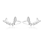 925 Sterling Silver Butterfly Zircon Stud Earrings for Women
