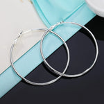 Sterling Silver 5-8cm Big Round Hoop Earrings for Women - Wedding