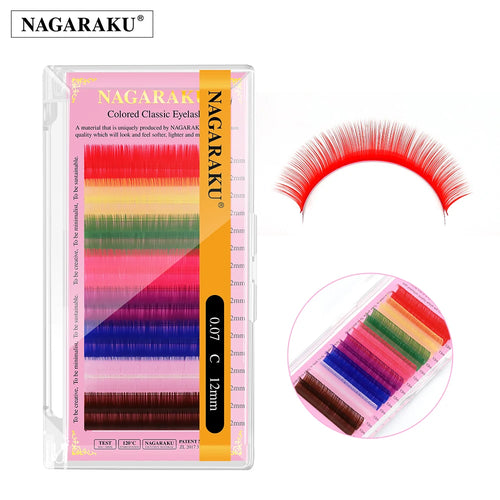NAGARAKU Mix Color Eyelashes Make up High Quality Soft Natural Synthetic Mink Rainbow Eyelash Extension Supplies  8 Colors Mix