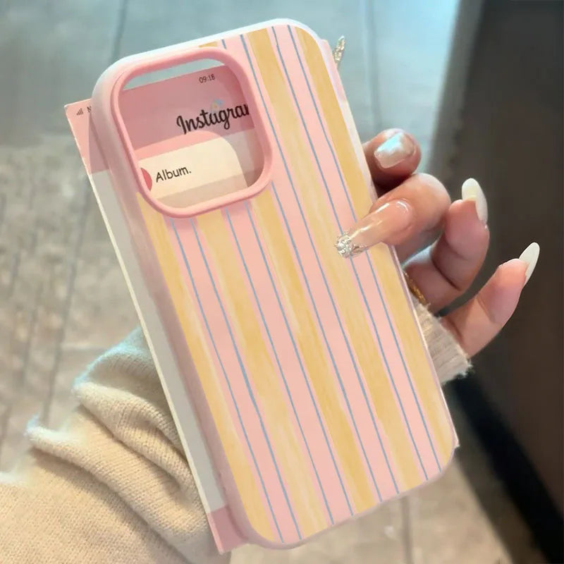 Stylish Yellow Striped Phone Case For Samsung Galaxy S25 S24 Ultra S23 S22 S21 Plus FE A36 A56 A26 A16 A07 A06 A15 A35 A55 5G