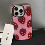 Adorable Korean-Style Strawberry Glossy Soft Phone Case  For iPhone 17 16 16e 15 14 13 12 11 Pro Max X XR XS 7 8 Plus SE2 Cover