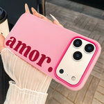 Red "Amor." Letter Print Personalized Phone Case For iPhone 17 16 Pro Max 15 14 Plus 13 12 11 XS XR 16E 17 Air 2-In-1 Soft Cover