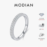MODIAN D Color VVS1 Moissanite 925 Sterling Silver Trendy Double-layer Eternity Finger Rings For Women Daily Fine Jewelry Gift