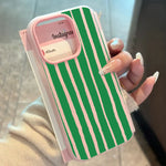 Simple Green Striped 2-In-1 Phone Case For Samsung Galaxy S25 S26 Plus S24 S23 S22 Ultra S21 FE A06 A56 A36 A55 Shockproof Cover