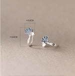 Sterling Silver Ginkgo Leaf Stud Earrings for Women