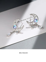 Sterling Silver Moon Tassel Stud Earrings for Women - Gift