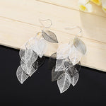 Sterling Silver Leaf Dangle Earrings for Women - Wedding Gift