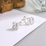 Sterling Silver Four Round Zircon Stud Earrings for Women - Elegant