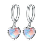 Sterling Silver Moonstone Heart Crystal Stud Earrings for Women