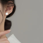Sterling Silver Frosted Round Stud Earrings for Women - Wedding