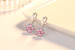 925 Sterling Silver Pink Petal Zircon Stud Earrings for Women