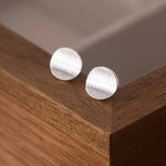 Sterling Silver Frosted Round Stud Earrings for Women - Wedding