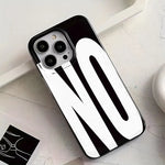 Art White Letters Black Soft Phone Case For iPhone 17 16 16E 15 14 13 12 11 Pro Max X XS Max 7 8 Plus NO and YES Creative Cover