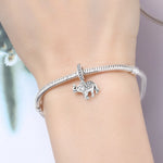 925 Sterling Silver Paw Print Butterfly Charm Bead