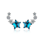 925 Sterling Silver Blue Star Crystal Stud Earrings for Women