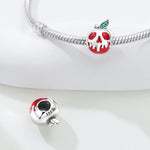 925 Sterling Silver Red Resin Skull Apple Charm Bead