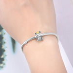925 Sterling Silver Crown Frog Animal Charm Bead