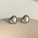 Sterling Silver Small Heart Stud Earrings for Women - Gift