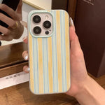 Stylish Yellow Striped Phone Case For iPhone 17 16 E 15 14 13 12 11 Pro XR x Max 7 8 Plus 17 Air Minimalist 2 in 1 Back Cover