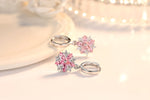 925 Sterling Silver Pink Petal Zircon Stud Earrings for Women