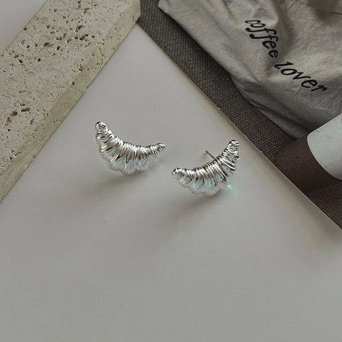 925 Sterling Silver Croissant Hoop Earrings for Women