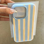 Stylish Yellow Striped Phone Case For iPhone 17 16 E 15 14 13 12 11 Pro XR x Max 7 8 Plus 17 Air Minimalist 2 in 1 Back Cover