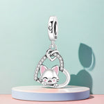 925 Sterling Silver I Love My Cat Charm Pendant