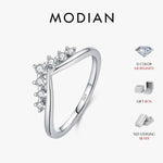 MODIAN Dazzling Moissanite Lab Diamond Rings 925 Sterling Sliver Stackable Crown Finger Rings For Women Party Fine Jewelry