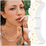 6pcs Freckle Tattoo Stickers Gold Silver Metallic Temporary Tattoo Stickers For Women Glitter Face Decals for Music Festival