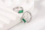 925 Sterling Silver Green Zircon Square Stud Earrings for Women
