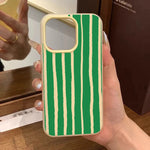 Simple Green Striped 2-In-1 Phone Case For Samsung Galaxy S25 S26 Plus S24 S23 S22 Ultra S21 FE A06 A56 A36 A55 Shockproof Cover