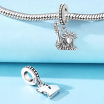 925 Sterling Silver Heart Statue of Liberty Charm Bead