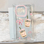 For iPhone 17 16 15 14 13 12 11 Pro Max Case Love Heart Milk Tea Soft Clear Cover for iPhone XS Max 7 8 16 15 Plus Girlish Funda