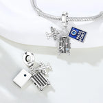 925 Sterling Silver Travel Airplane Camera Suitcase Charm Bead