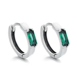 925 Sterling Silver Green Zircon Square Stud Earrings for Women