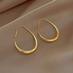 Sterling Silver Gold Ellipse Hoop Earrings for Women - Wedding Gift
