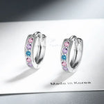 925 Sterling Silver Rainbow Zircon Hoop Earrings for Women