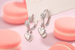 Sterling Silver Heart Zircon Stud Earrings for Women - Elegant